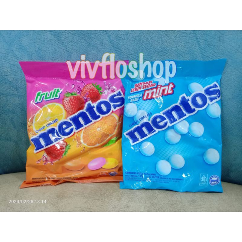 

Grosir & Eceran Permen Mentos Mint & Mentos Buah Kemasan 135 gram (isi 50 pcs)