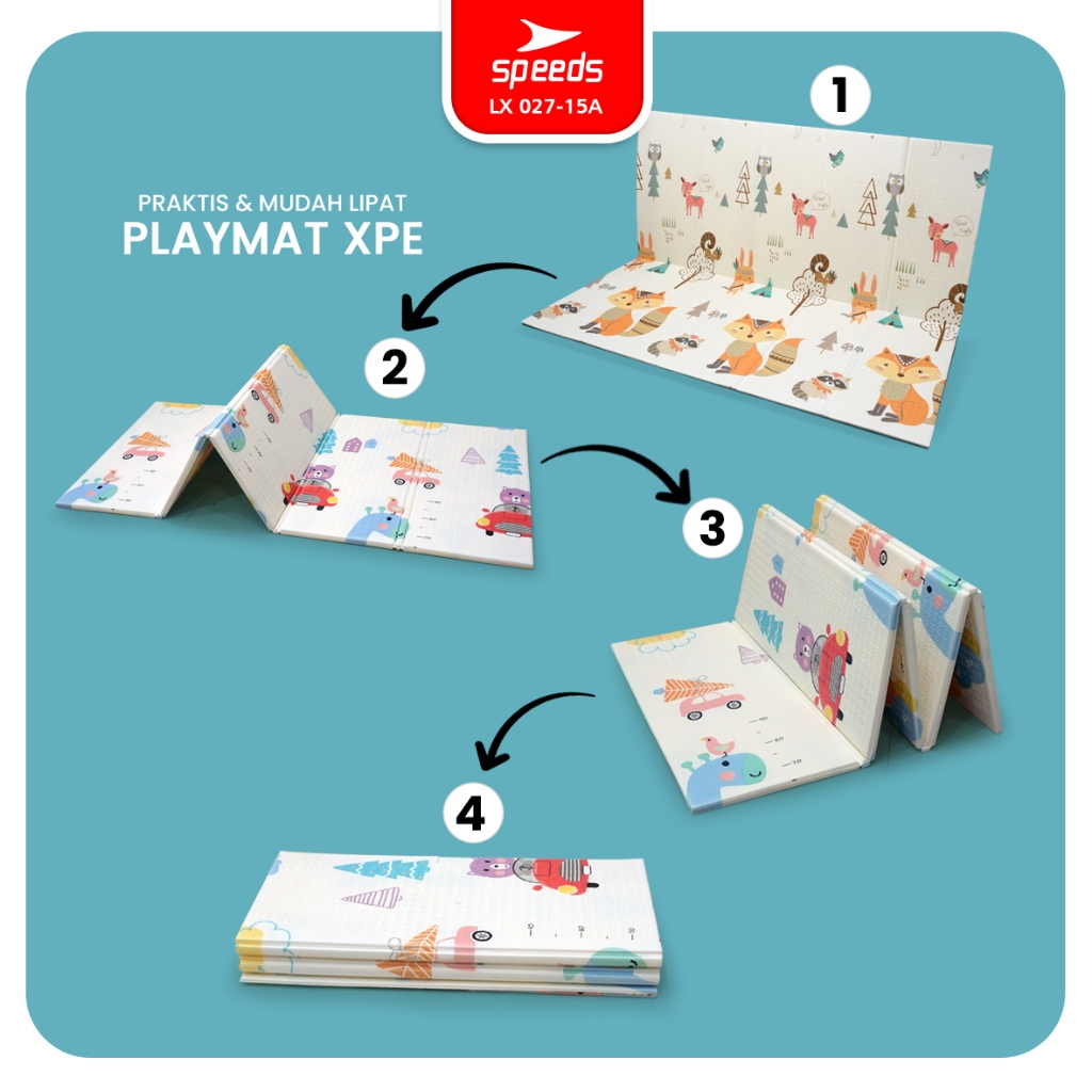 SPEEDS SNI A Playmat Bayi Karpet Lipat Playmate Matras Bayi 180x200cm Playmat Bayi Anak/Bayi Tikar Lipat Foam 027-15 Image 5