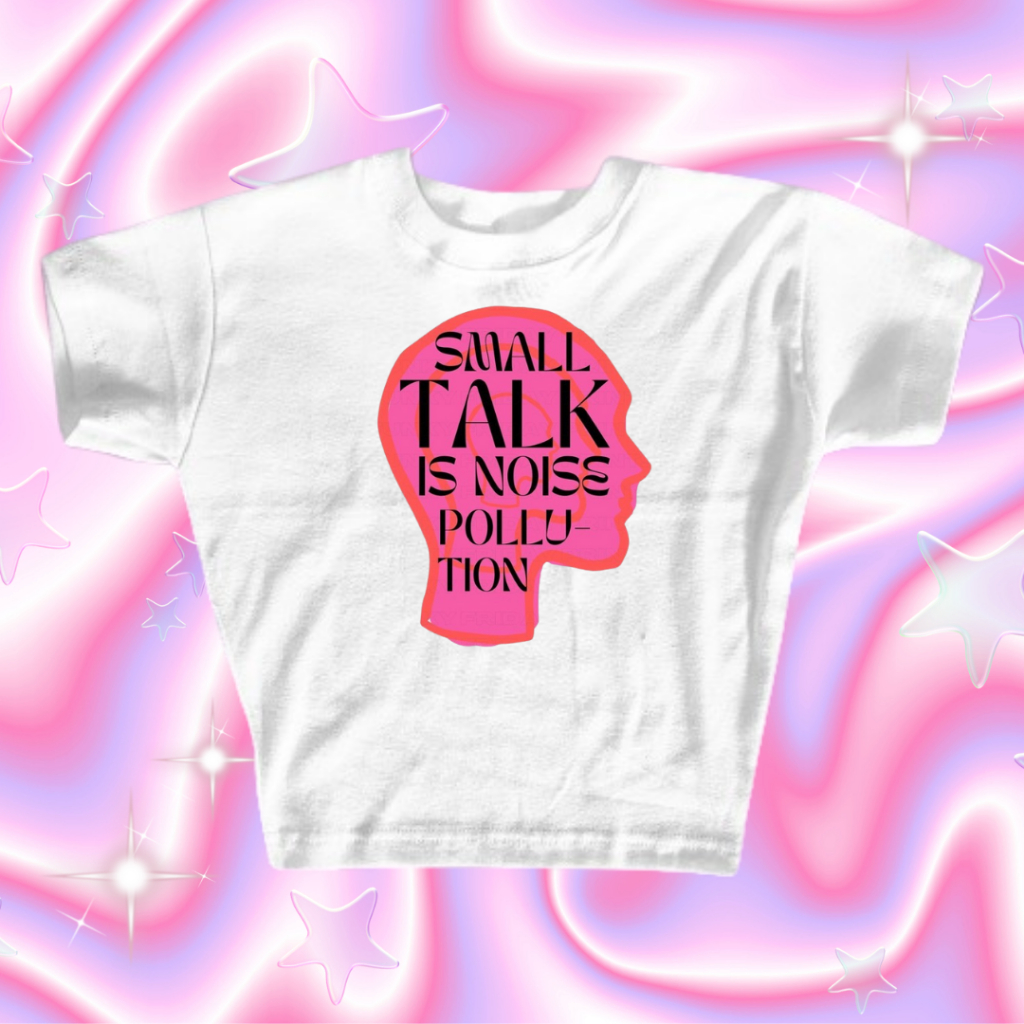 Croptop Small Talk Is Noise Pollution | Croptop Wanita Korean Style | Croptop Wanita Y2k | Croptop Y