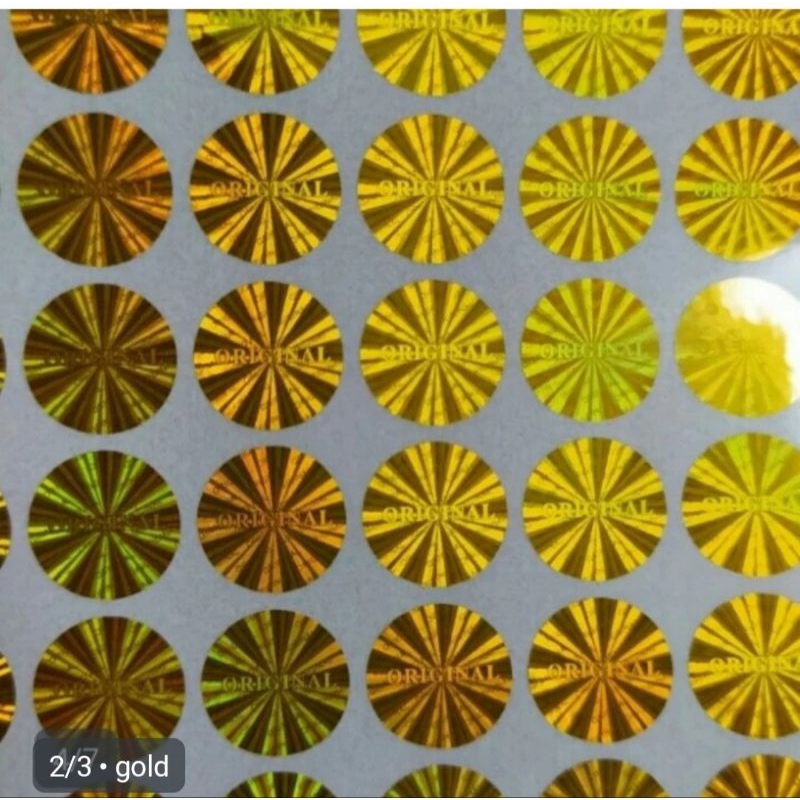 

stiker hologram original 1 cm gold