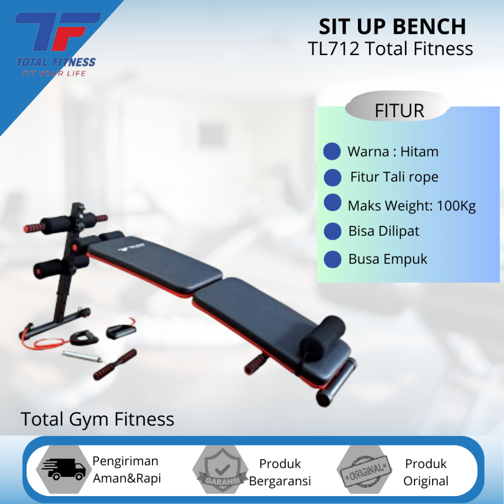 Sit up bench Total TL712 gym Surabaya Alat olahraga bakar lemak perut