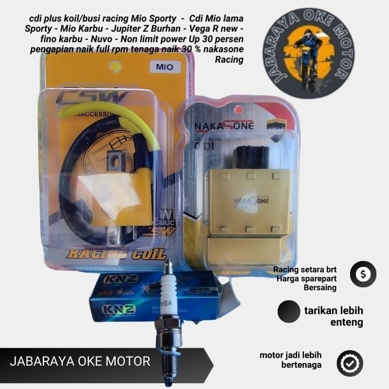CDI RACING PLUS KOIL DAN BUSI RACING MIO SMILE 2008 SD 2011 Non limit  serata Brt power Up 30 persen