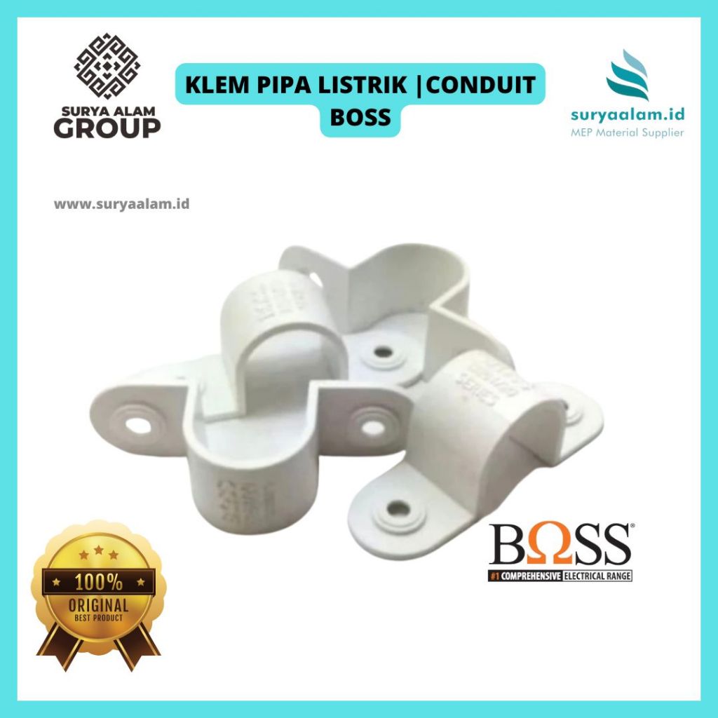 KLEM CONDUIT 25 MM  | SADDLE CLIP PIPA LISTRIK 25 MM BOSS | CLAMP PIPA HIC