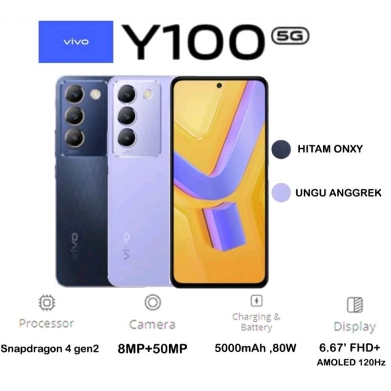Vivo Y100 5G Ram 8/256 Garansi Resmi Original Bisa Paylater/Kredivo