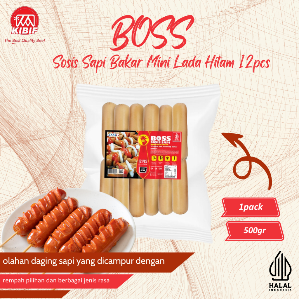 

BOSS Sosis Sapi Bakar Mini Lada Hitam 12 Pcs 550gr