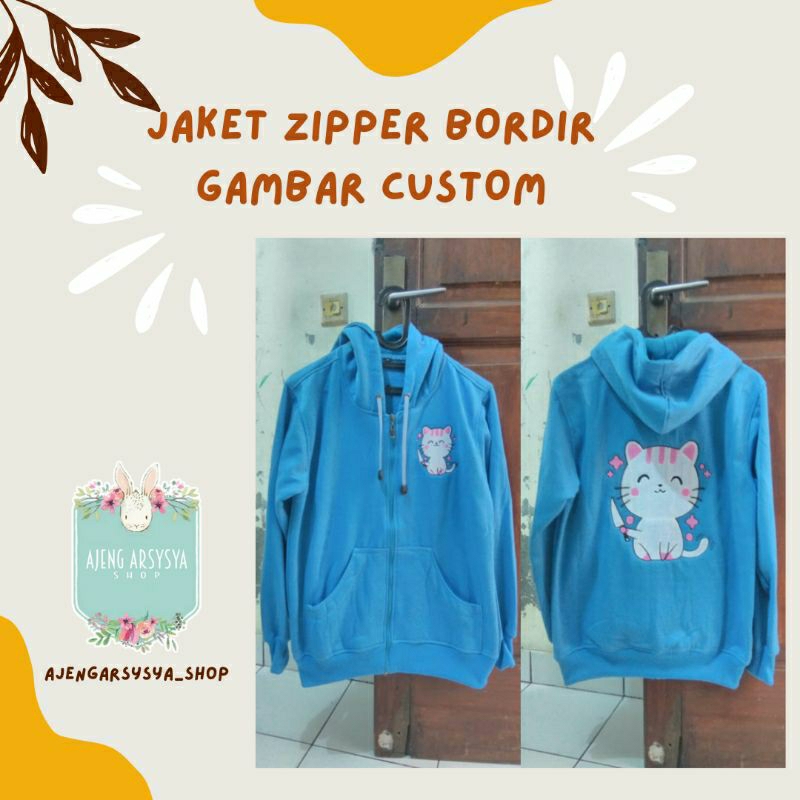 Jaket Zipper Bordir Gambar Custom