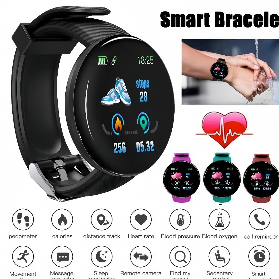 Jny SmartWatch D18 Bluetooth Digital Jam Tangan Pintar Olahraga Tahan Air Smart Watch Kontrol musik 