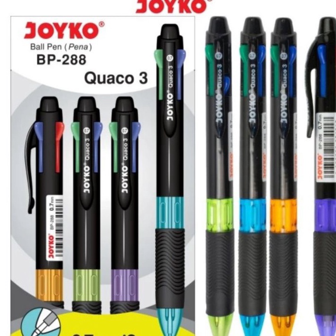 

Hematku Pulpen Joyko BP 288 Quaco 3 4 warna 1pak12pcs