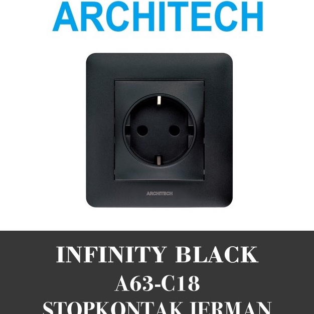 ANS ARCHITECH INFINITY BLACK A63C18 Stop Kontak  Colokan Listrik