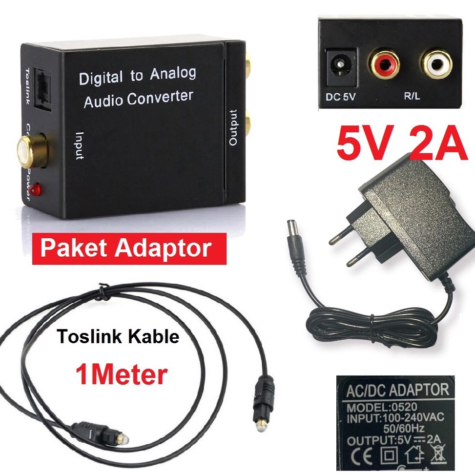Nbr digital ke analog audio converter paket adaptor toslink optical coaxial to rca untuk led tv w Sp