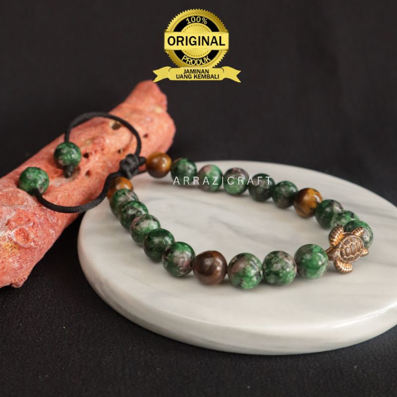 GELANG  BRACELET  Penyu Batu Ruby Mix Tiger Eye Asli 100% Original Pria Wanita
