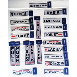 

Acrylic Sign (Bahan Sejenis Kaca anti pecah) Papan Petunjuk - Pintu Tarik Dorong - Toilet - Geser - No Smoking - Kasir - dll