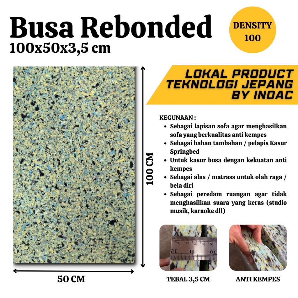 Busa Rebounded Rebonit Density 100 - Busa Rebonit Padat 100 x 50 x 3,5 CM
