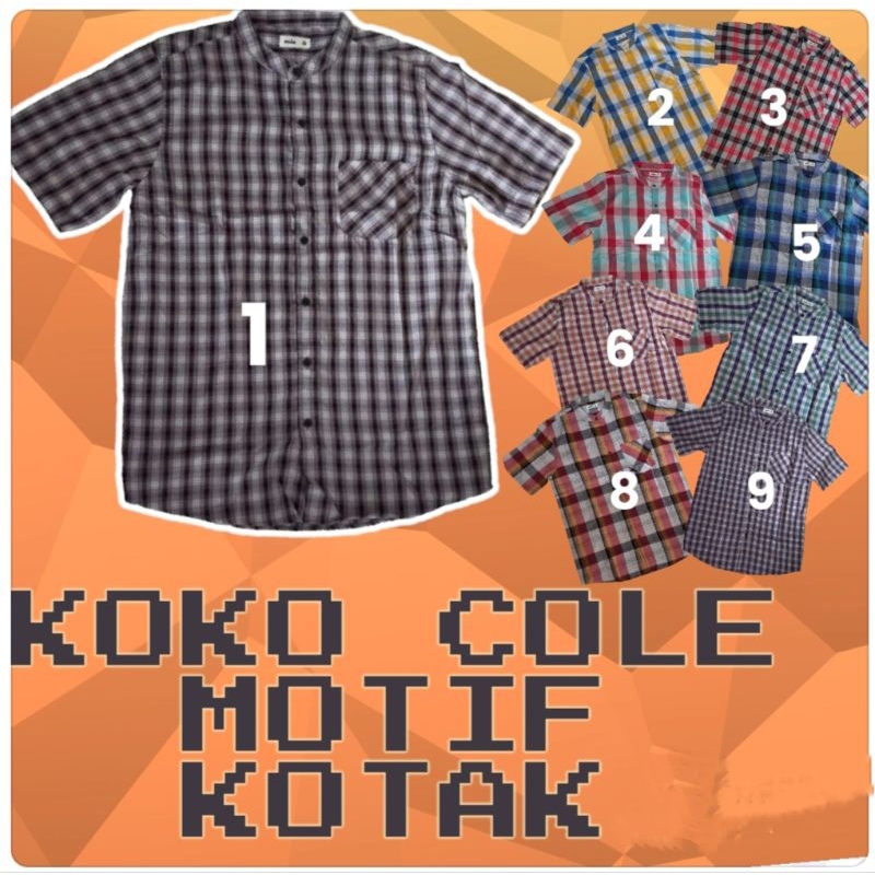 Koko Cole dewasa lengan pendek motif kotak (bisa untuk remaja)