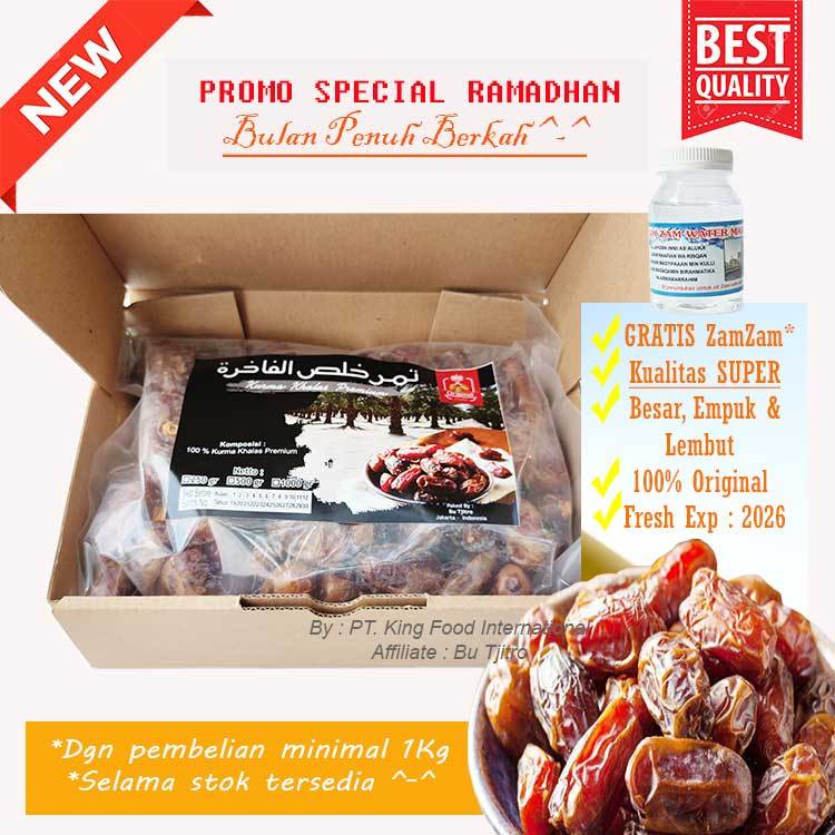 

KURMA KHALAS SUPER 1 KG - KURMA KHOLAS TERPOPULER BESAR EMPUK DAN LEMBUT 100% ORIGINAL HARGA MURAH