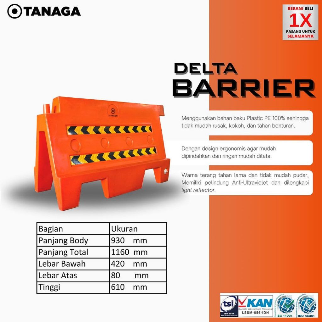 DELTA BARRIER TANAGA PEMBATAS JALAN MARKA TOL PEMBATAS JALAN ROAD BARRIER
