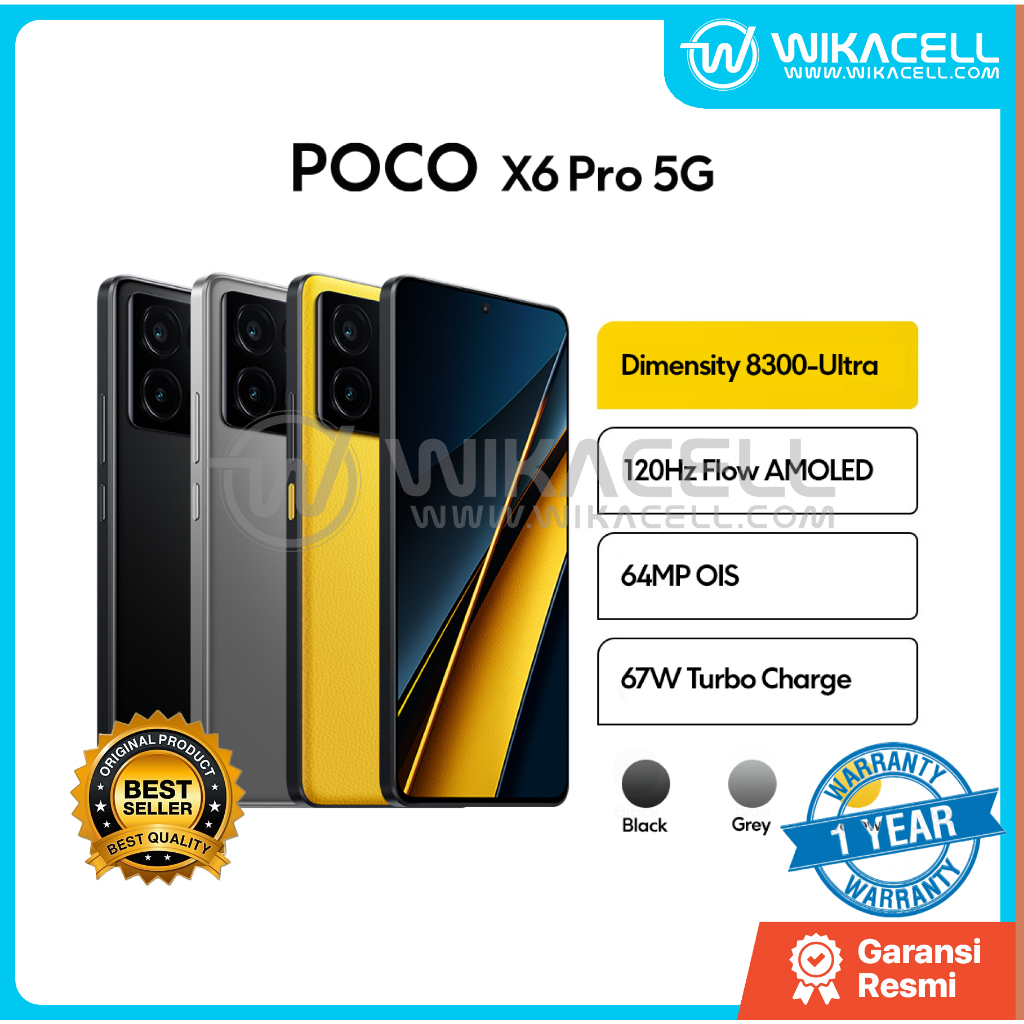Xiaomi Poco X6 Pro 5G 12/512Gb - Black/Grey/Yellow (FREE TWS JETE T1 SENILAI 300RIBU)