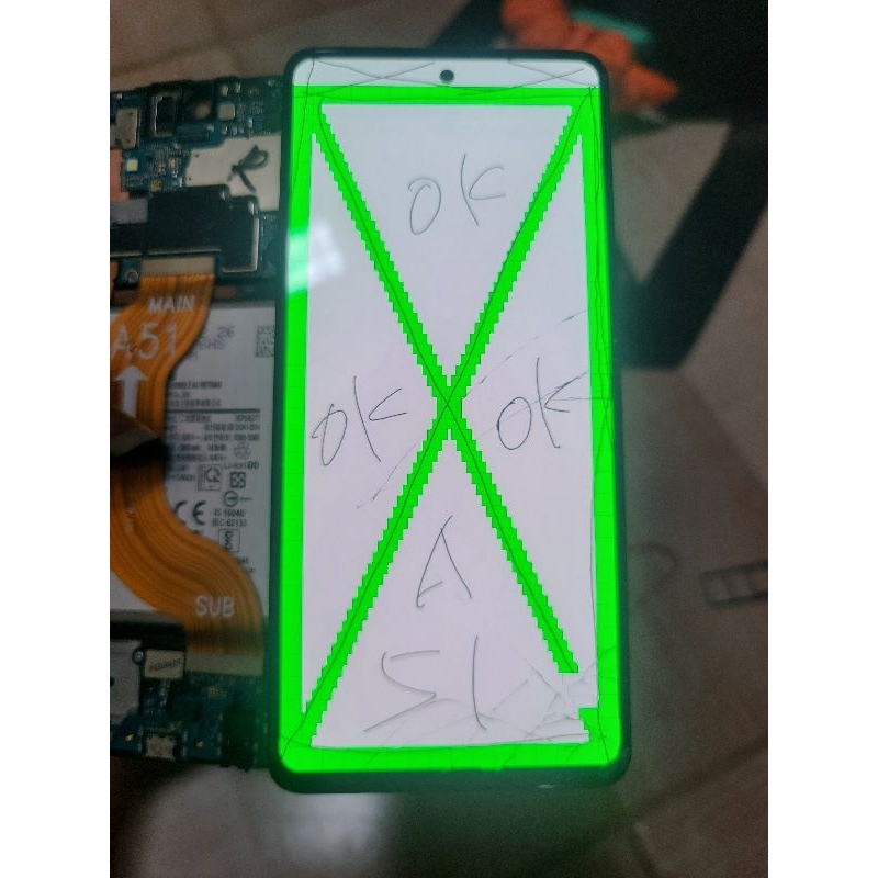 LCD samsung A51 original copotan minus retak glass
