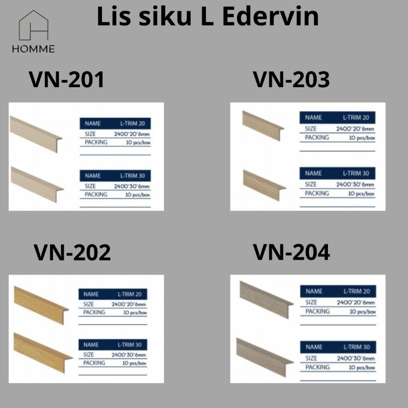Lis Siku Edervin-Lis Penutup PVC-Lis L Vinyl-SPC-Ending PVC
