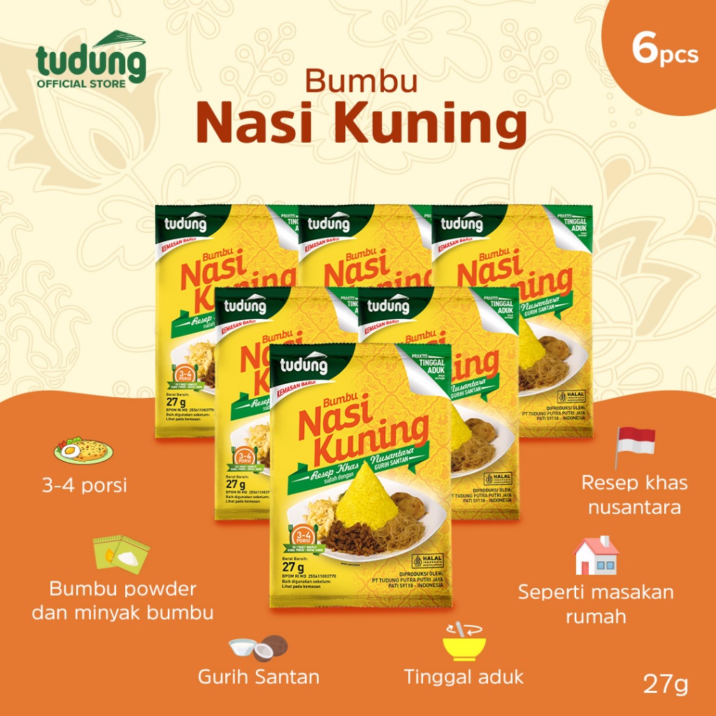 

Bumbu Nasi Kuning Instant Tudung 27gr Bundling 6