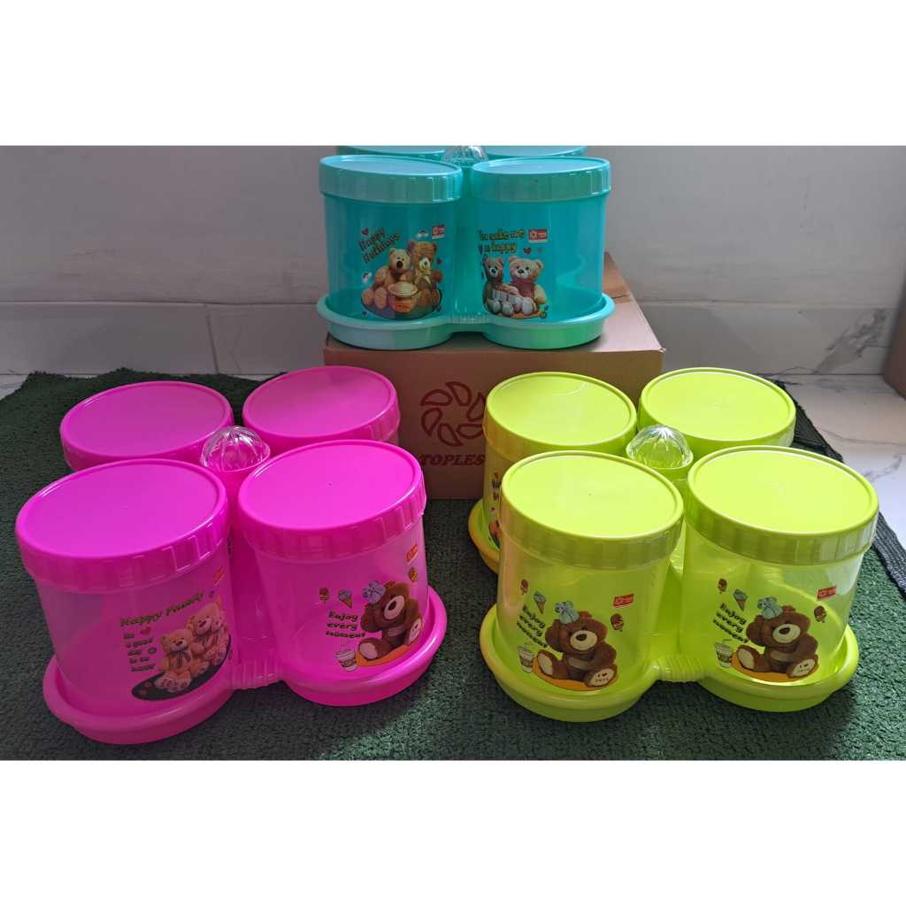 Toples Plastik Toples Zenix Yoyo Star kue kering 4 pcs plus Keranjang Toples FREE TISSUE