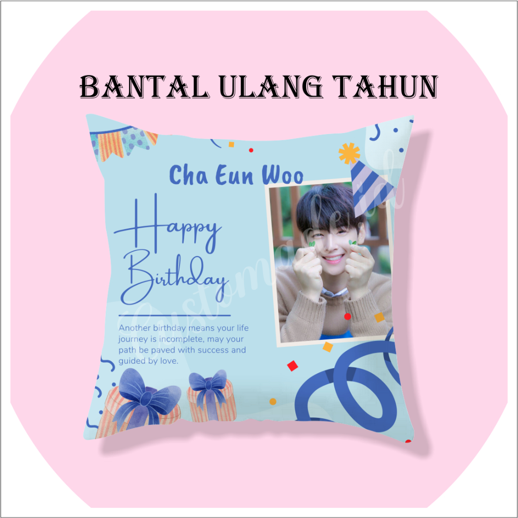 Bantal Ulang Tahun Custom Frame 25X25 cm / Bantal Sofa / Bantal Empuk / Bantal Custom  / Kado Ulang 