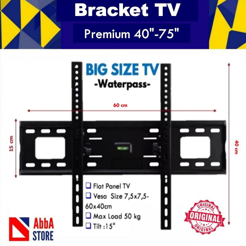 Bracket Braket TV 40 43 45 50 55 65 70 75 Inch Samsung TCL LG Sony Sharp Panasonic