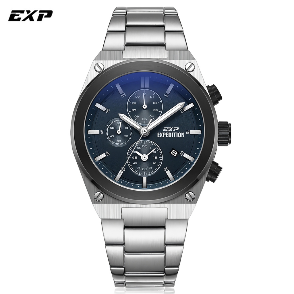 Expedition EXP 6850 MCBTBBU - Jam Tangan Analog Pria - Silver Blue Dial - Stainless Steel