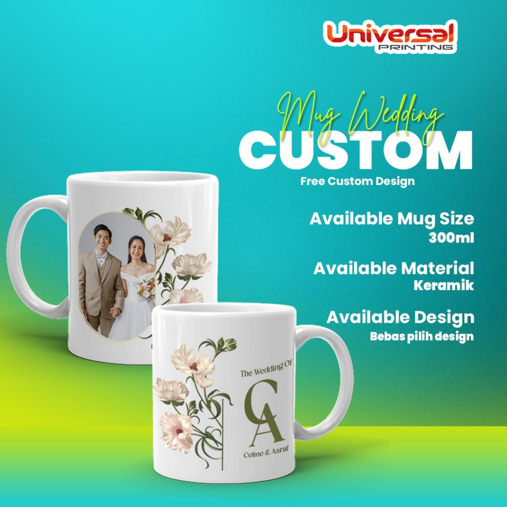 MUG CUSTOM / CETAK MUG / MUG SOUVENIR / MUG WEDDING / MUG NIKAHAN / MUG COUPLE / KADO NIKAHAN