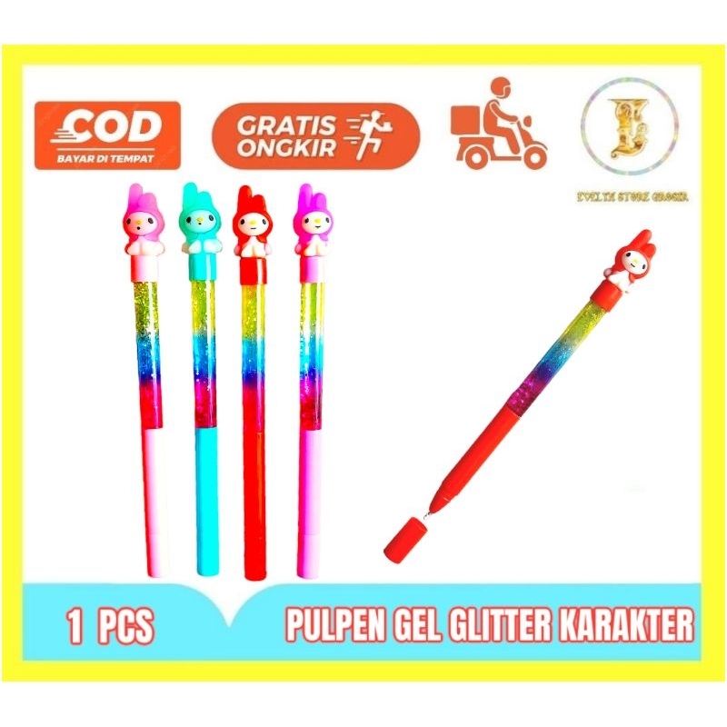 

Pen Gel Air Glitter Kepala Karakter UNICORN Bear owl Cupcake