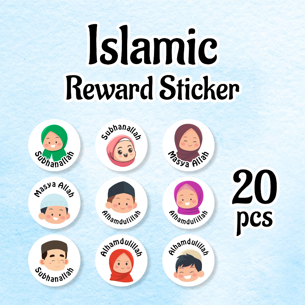 

20 Pcs Islamic Moslem Reward Sticker / Stiker Hadiah Penghargaan Untuk Anak Murid