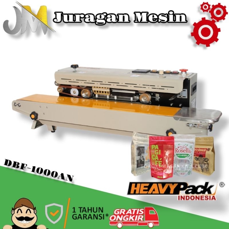 DBF-1000AN Continuous Band Sealer Mesin Segel Plastik Kemasan Nitrogen HEAVYPACK