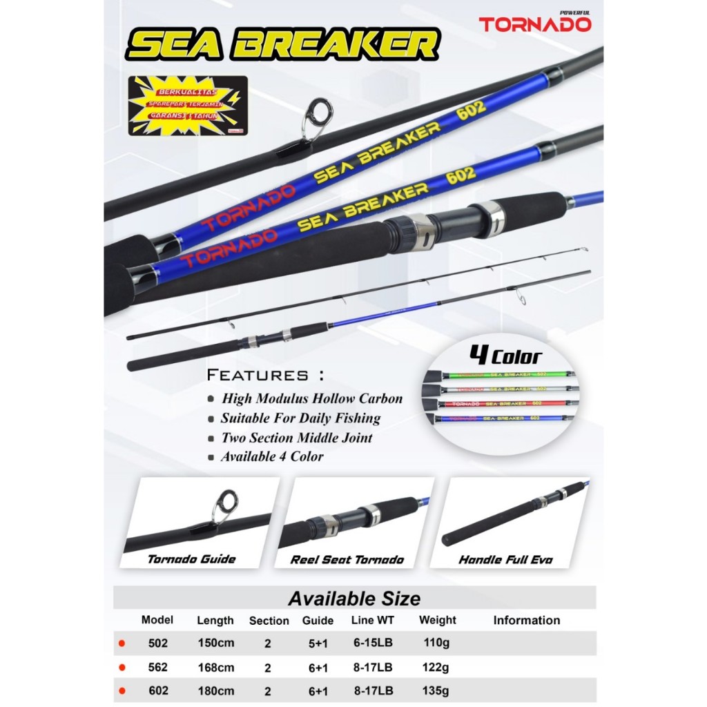 Joran Pancing galapung Tornado Sea Breaker 150 165 180 cm FREE PIPA