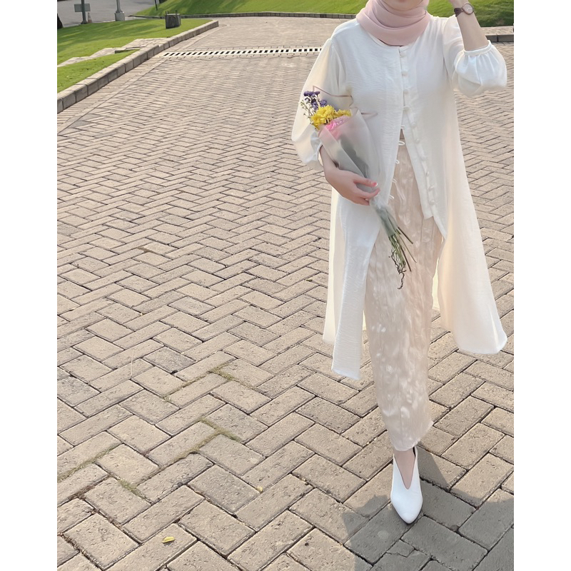 Ameena Tunik Midi Dress | Midi Dress Muslim Tunic Polos | Dress Muslim Simple | Tunik Wanita Muslim 