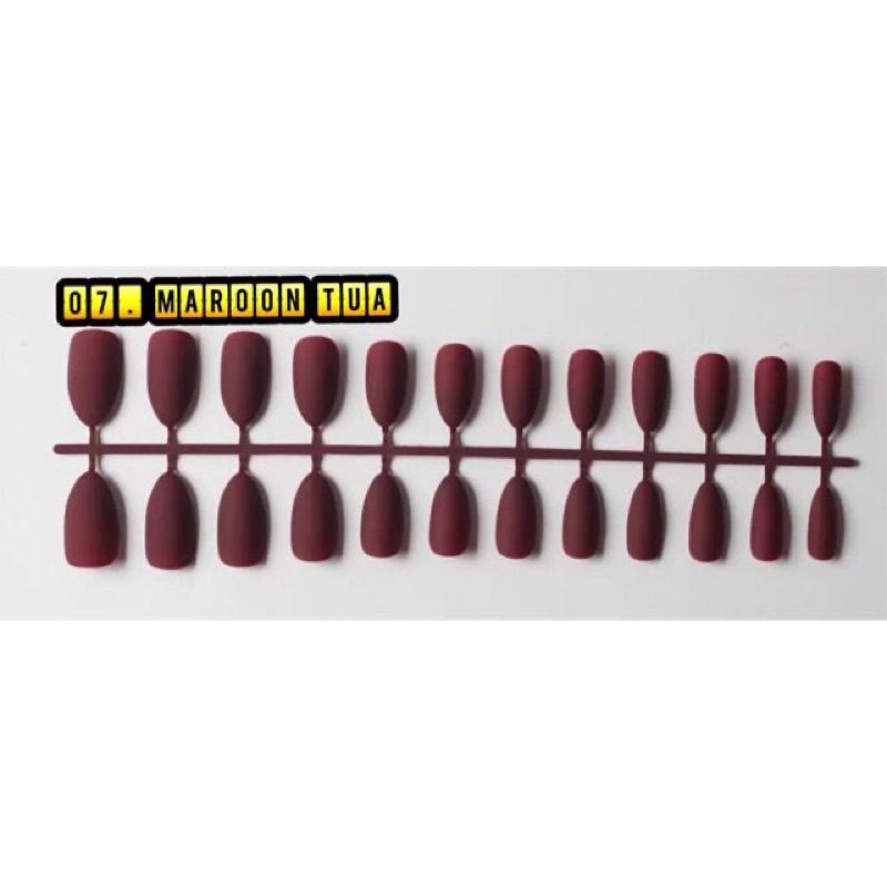 kuku palsu matte polos maroon/kuku polos maroon runcing