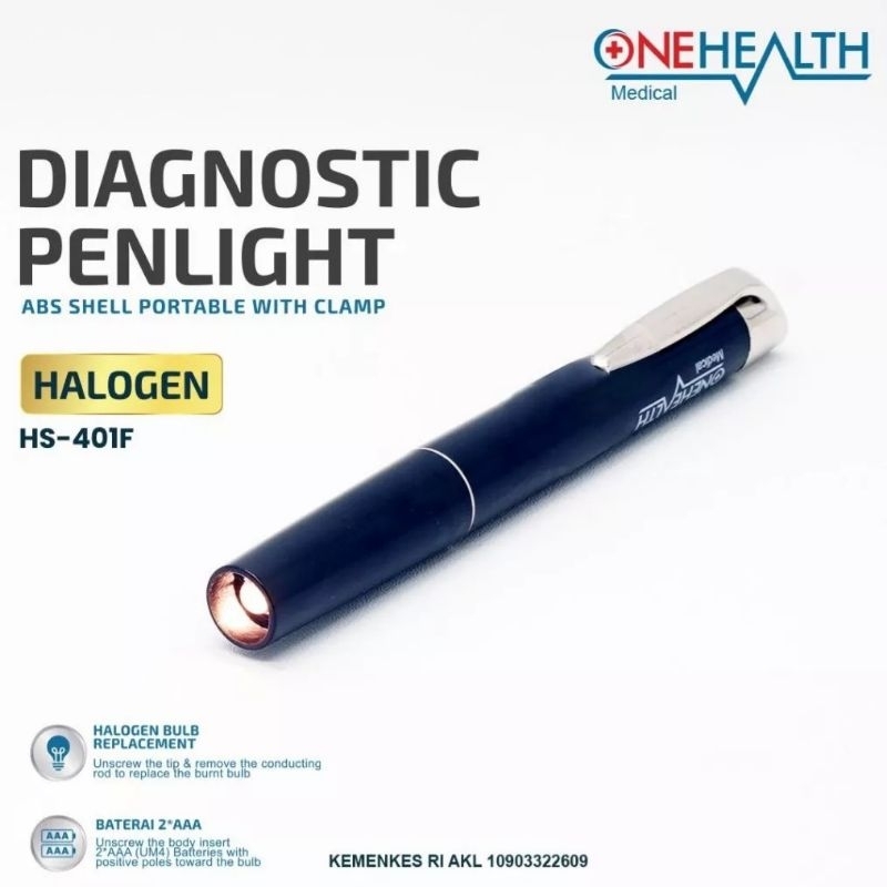 Aurabaik Penlight Onehealth Sinar Kuning Halogen / Senter Onehealth Halogen Sinar Kuning