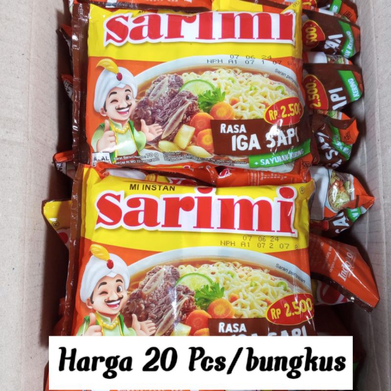 

MIE SARIMI - Harga 20 pcs/bungkus Mie Sarimi Rasa Iga Sapi - Mie Instan Murah