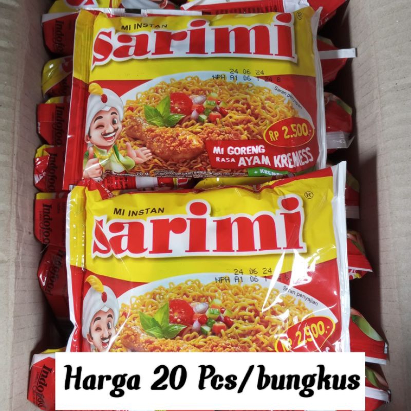 

MIE SARIMI - Harga 20 Pcs/bungkus Mie Sarimi Goreng Rasa Ayam Kremes - Mie Instan Murah