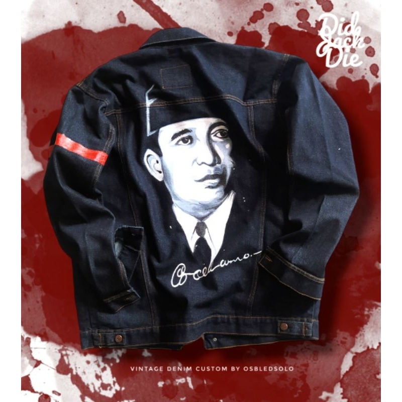 JAKET LUKIS SOEKARNO JAKET JEANS CUSTOM PAINTING
