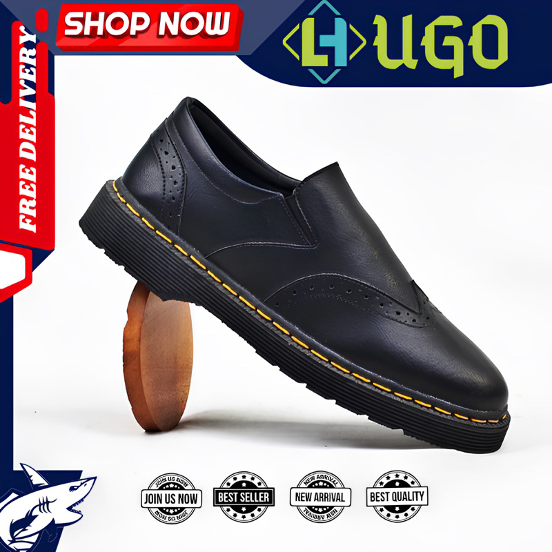 HUGO Sepatu Formal Pria Casual Pantofel Low Boots Docmart Formal Hitam Trendy Original WAPEOKOK