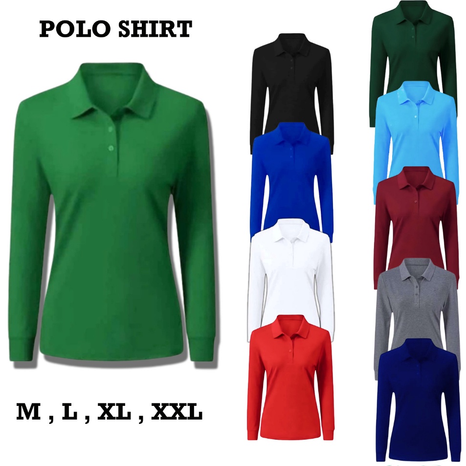 Borong Promo  Baju kaos polo lengan panjang  baju kaos polo pria dan wanita  baju kaos kerah lengan 
