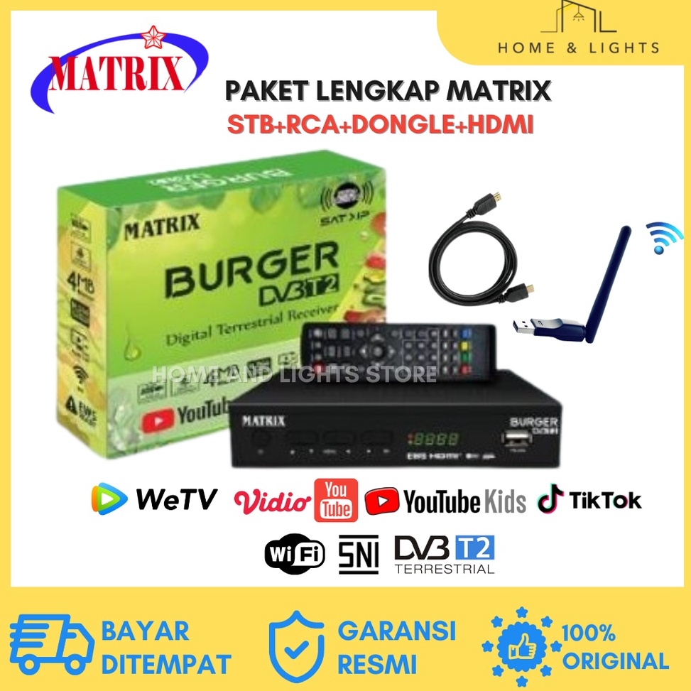 gc Set Top Box TV Digital Matrix Burger Hijau DVBT2 Matrix Apple Kuning  Set Box TV Digital Matrix K
