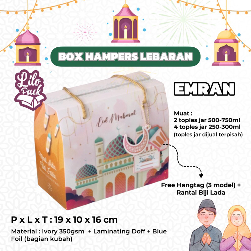 

EMRAN | Box Hampers Idul Fitri utk 2 Toples 500-750ml / Kotak Packaging Dus toples Kue Kering Lebaran Eid Mubarak