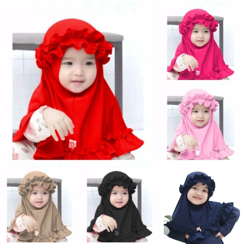 kerudung krudung kudung jilbab hijab instan anak ank bayi perempuan lucu model terbaru umur 0_6 bula