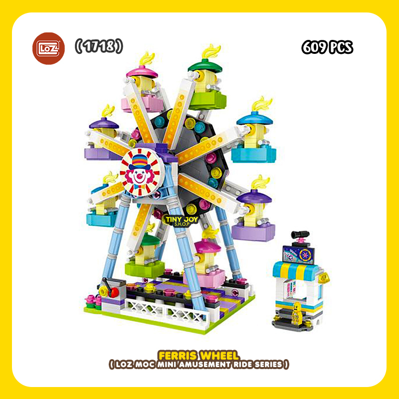 Mainan Balok Susun Puzzle Edukasi Anak LOZ Mini Building Block Bianglala Ferris Wheel 1718 609 Pcs