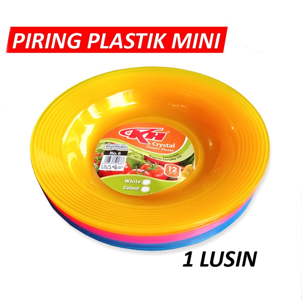 IDEKU  Piring Plastik Mini Lambar / 12 Pcs Piring Kecil Tatakan Gelas / Piring Kue Piring Lepek 1 Lu
