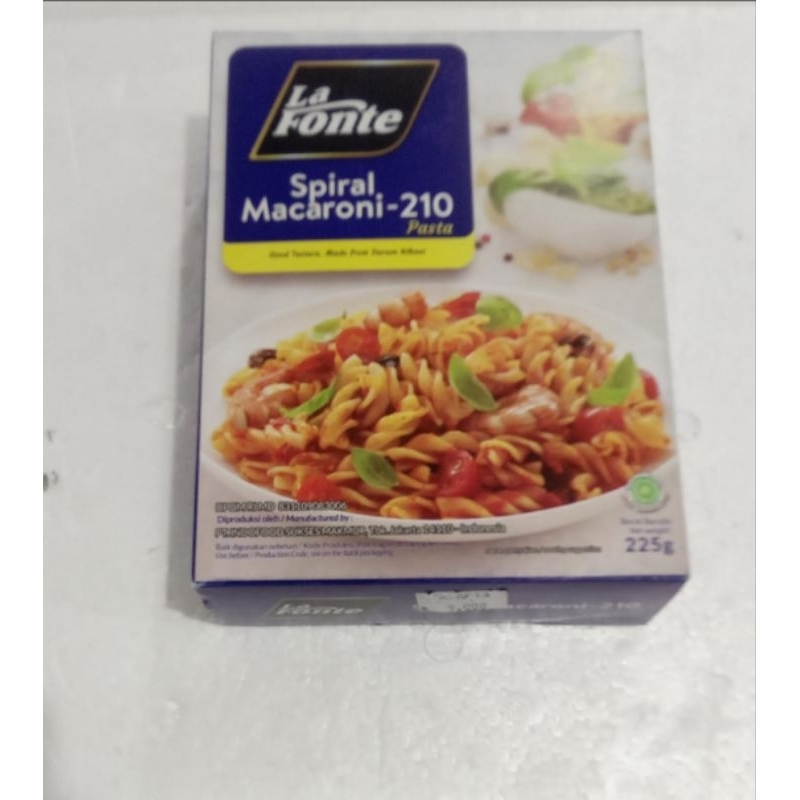 

Pasta Spiral Macaroni La Fonte 225gram