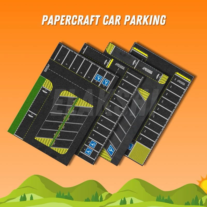 Diorama parkiran papercraft hot wheels diecast 1:64 kertas