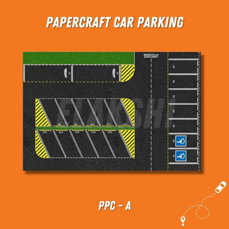 Diorama parkiran papercraft hot wheels 1:64 MODEL A