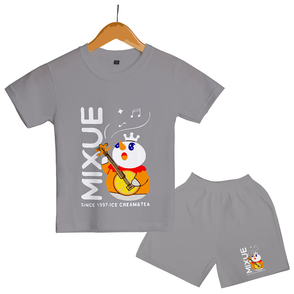 GG Setelan Anak Cowok Cewek Spesial kartun Mixue Gitar